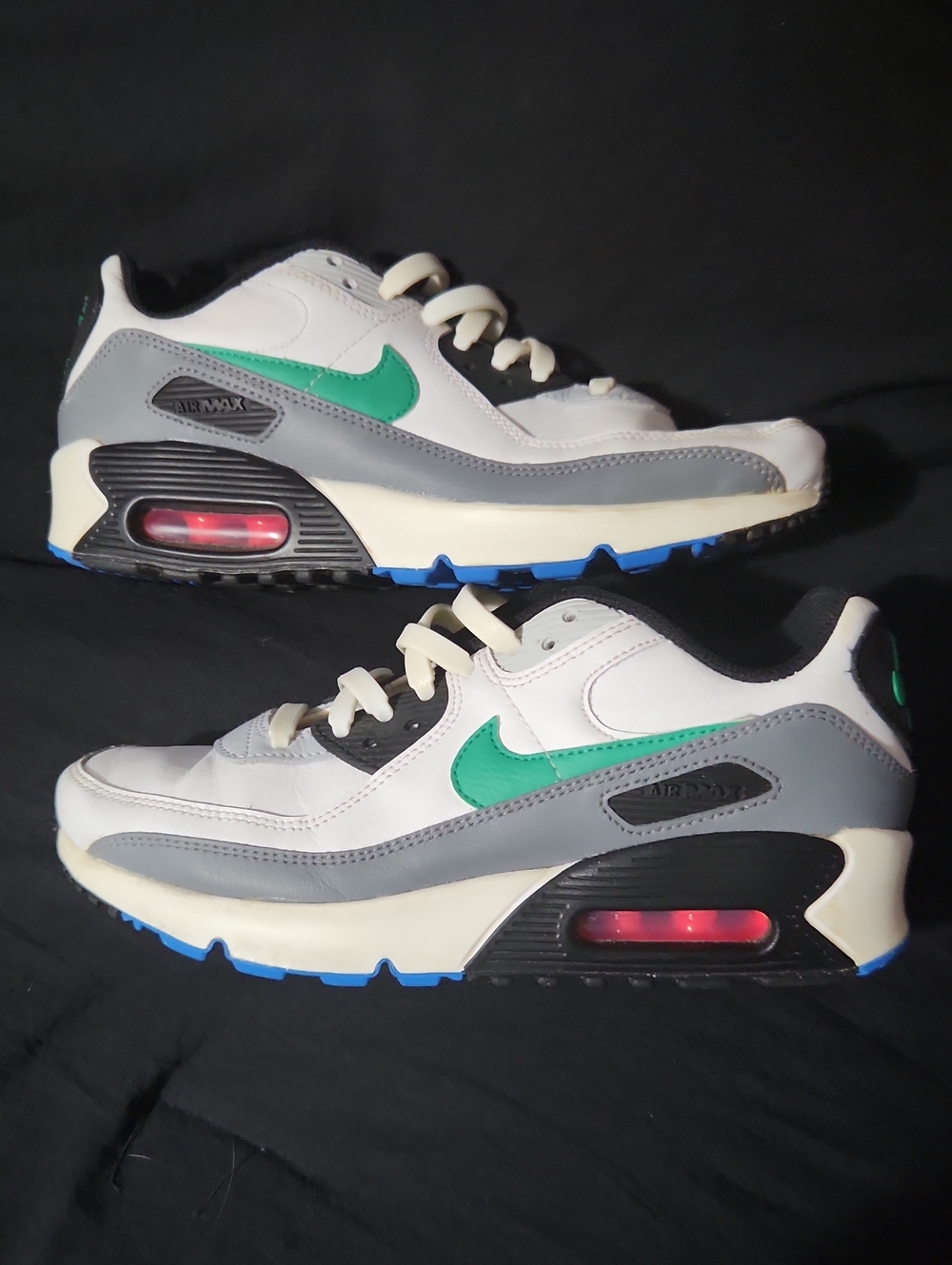 Nike Kids' White & Green Athletic Shoes
